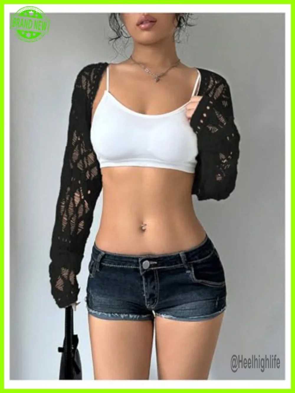Crochet Cropped Shrug Bolero Hollow Out Knit Top Y2K Cardigan
